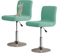 Housses De Tabouret De Bar avec Dossiers Ensemble De 6 4 2, Tabouret De Bar Extensible Résistant Aux Rayures pour Chat Housses De Chaise De Pub Pivotantes Universelles Lavables, Blue B, 2 PCS