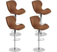 Housses De Tabouret De Bar en Velours Pelucheux 2/4 Housses De Chaise Pivotante Incurvée Housse De Chaise De Bar Extensible À Hauteur De Comptoir Protecteurs De Chaise De Tabouret(Camel,Set of 4)