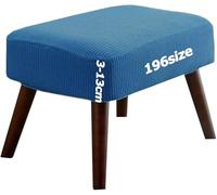 Housses de Tabourets de Bar de Pouf Élastique Housse Ottomane Couverture Tabouret Protection Repose-Pieds pour Chambre Rond Carré Rectangulaire Jacquard Lavable 3-13cm Hauteur Sur Mesure(Bleu,35 x 45