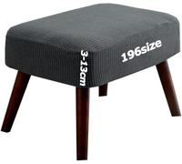 Housses de Tabourets de Bar de Pouf Élastique Housse Ottomane Couverture Tabouret Protection Repose-Pieds pour Chambre Rond Carré Rectangulaire Jacquard Lavable 3-13cm Hauteur Sur Mesure(Gray,45 x 55