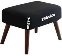 Housses de Tabourets de Bar de Pouf Élastique Housse Ottomane Couverture Tabouret Protection Repose-Pieds pour Chambre Rond Carré Rectangulaire Jacquard Lavable 3-13cm Hauteur Sur Mesure(Noir,30 x 75