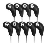 Housses de tête de Golf pour fers, Taille améliorée, magnétique, Jeu de 9 pièces, réversibles, pour gauchers et droitiers, en Cuir synthétique de Luxe, Housses de Clubs de Golf adaptées (Noir)