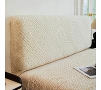 Housses de tête de lit en peluche lit double simple Housse de protection élastique universelle pour tête de lit, Housse de tête de lit Convient à diverses têtes de lit(Length: 190-200cm,Beige2)
