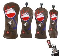 Housses de tête de putter de golf, couvre-club de golf, 4 couvre-clubs de golf motif calice de vin rouge, couvre-clubs de golf en bois de broderie, couvre-clubs de golf en bois pour activités de plein