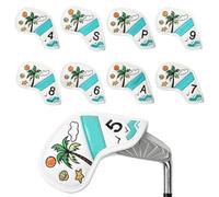 Housses de tête pour clubs de golf, étui de protection avec motif tropical | 9 pièces pour fers de golf | pour entraînement tournoi terrain pratique voyage en plein air