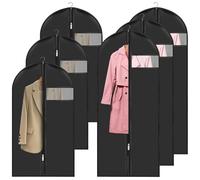 Housses de Vêtements Lot de 6, 2 Tailles : 60x140 cm / 60x100 cm, Anti-Poussière, Imperméables avec Zip, Housse de Protection pour Vêtements, Housse de Rangement pour Vêtements à Suspendre