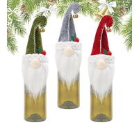 Housses de vin pour bouteilles de vin, housses de bouteille de vin | 3X Costume de Gnome de Noël Doux | Couvertures de bouteilles de vin de vacances, Gnomes Tomte suédois, sacs de vin de Noël pour le