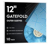 Housses de vinyle 12 pouces en plastique pour disques LP avec rabat, protection en vinyle, épaisseur de 3 mil, transparence cristal, lot de 10