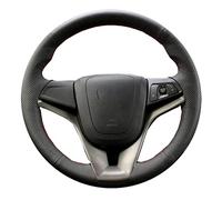 Housses de Volant de Voiture Housse de Volant en Daim Noir Cousue Main, for Chevrolet Cruze 2009-2014, Aveo Orlando, Holden et Ravon R4(Blue Thread)