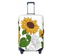 Housses de voyage dodues de tournesol et d'esquisse - Housses de protection élastiques pour valises de 45,7 à 81,3 cm, Noir/blanc, Large