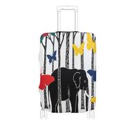 Housses élastiques anti-poussière pour valise de 45,7 à 81,3 cm, animaux de la jungle éléphants noir, L 26-28 in