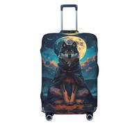 Housses élastiques pour bagages de voyage, motif loup et lune étoilée, protection élastique pour bagages de 45,7 à 81,6 cm, noir, M