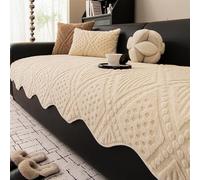 Housses en Polaire de Coton Doux pour Chiens et Animaux, protège-canapé en Forme de L antidérapant pour canapé 2/3/4 Places, Lavable à la Maison Beige 70x150cm/27.56x59.06in