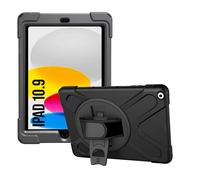 Akashi Coque antichoc pour iPad A16 10,9 (2022) Rigide avec bandoulière, poignée et support Noir