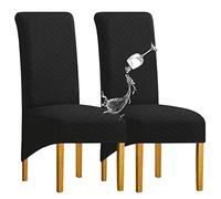 Housses Extensibles Modernes pour chaises de Salle à Manger, Dossier Haut, Amovibles et lavables, Lot de 2, en Jacquard épais et imperméable, pour Salle à Manger, Cuisine, Banquet et décoration intér