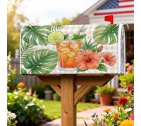 Housses magnétiques de boîte aux lettres à cocktail, motif hibiscus tropical, citron vert, orange, pour décoration de pelouse, 45,7 x 53,3 cm