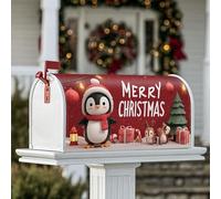Housses magnétiques de boîte aux lettres à motif pingouin, cadeaux festifs et fantaisistes pour décoration de boîte aux lettres de Noël, rouge - 53,3 x 64,9 cm
