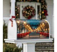 Housses magnétiques de boîte aux lettres avec lampadaires, bancs festifs d'hiver, chemin pavé, couverture de boîte aux lettres d'hiver pour décoration extérieure, bleu, 53,3 x 64,9 cm