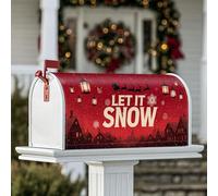 Housses magnétiques de boîte aux lettres avec traîneau du Père Noël, lanternes festives d'hiver, flocons de neige, pour décoration de jardin, cour, 45,7 x 53,3 cm, rouge