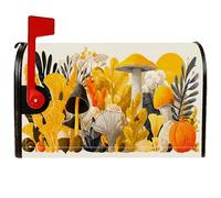 Housses magnétiques de boîte aux lettres champignons rustiques et fantaisistes - Feuilles de citrouille - Jaune automne - Pour extérieur, jardin, cour, 45,7 x 53,3 cm