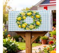 Housses magnétiques de boîte aux lettres citron, couronne rustique d'été, feuilles jaunes d'été pour décoration de pelouse, 53,3 x 64,9 cm