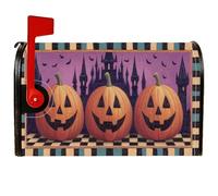 Housses magnétiques de boîte aux lettres citrouille, château festif d'Halloween, chauve-souris, protection de boîte aux lettres pour décoration extérieure de cour, 53,3 x 64,9 cm, orange