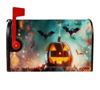 Housses magnétiques de boîte aux lettres citrouille, chauve-souris, feuilles, Halloween, pour décoration de jardin, cour, 53,3 x 64,9 cm, orange