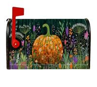 Housses magnétiques de boîte aux lettres citrouille, fleurs rustiques, feuilles, automne, orange, pour décoration de jardin extérieur, 45,7 x 53,3 cm