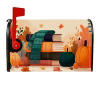 Housses magnétiques de boîte aux lettres citrouille, livres rustiques, écharpe, boîte aux lettres pour décoration de jardin, cour, 45,7 x 53,3 cm, orange