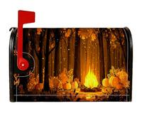 Housses magnétiques de boîte aux lettres citrouille, motif sapins de feu d'automne rustiques, orange pour décorations extérieures, 45,7 x 53,3 cm