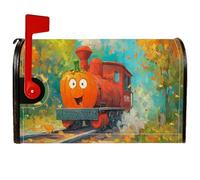 Housses magnétiques de boîte aux lettres citrouille, motif train festif et fantaisie, pour décoration de jardin extérieur, 45,7 x 53,3 cm, orange