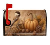 Housses magnétiques de boîte aux lettres citrouille, oiseaux rustiques, tournesol, automne, orange pour décoration extérieure, jardin, cour, 45,7 x 53,3 cm