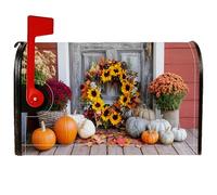Housses magnétiques de boîte aux lettres citrouille standard, rustique et rustique, couronne de tournesol, orange pour décoration de jardin, 53,3 x 64,9 cm