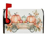 Housses magnétiques de boîte aux lettres citrouille, style rustique avec feuilles de chariot de ferme, orange, pour décoration de porte d'entrée, 45,7 x 53,3 cm