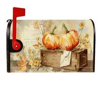 Housses magnétiques de boîte aux lettres citrouille, style rustique vintage, fleurs et feuilles, orange automne, pour décoration de cour avant, 45,7 x 53,3 cm