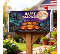 Housses magnétiques de boîte aux lettres citrouilles, chauve-souris hantées festives, décorations d'extérieur pour Halloween, 45,7 x 53,3 cm, orange