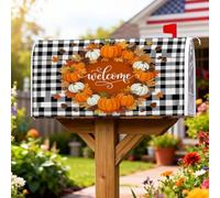 Housses magnétiques de boîte aux lettres citrouilles rustiques, couronne de courge de ferme, protection de poteau pour extérieur, jardin, cour, 45,7 x 53,3 cm, orange