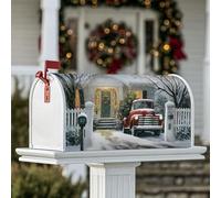 Housses magnétiques de boîte aux lettres de camion rouge, arbre de Noël rustique, pour décoration de jardin extérieur, 53,3 x 64,9 cm