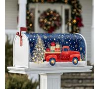 Housses magnétiques de boîte aux lettres de camion rouge, cadeaux festifs et fantaisistes pour boîte aux lettres de Noël pour décoration de porche, 53,3 x 64,9 cm