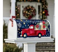 Housses magnétiques de boîte aux lettres de camion rouge, cadeaux festifs rustiques, flocons de neige, décoration de boîte aux lettres de Noël, 45,7 x 53,3 cm