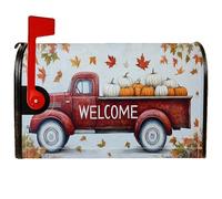 Housses magnétiques de boîte aux lettres de camion rustique, citrouilles, feuilles, décorations pour extérieur, jardin, cour, 45,7 x 53,3 cm