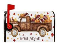Housses magnétiques de boîte aux lettres de camion, rustique, feuilles de football, pour décoration de porche, 45,7 x 53,3 cm, marron