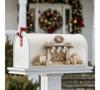 Housses magnétiques de boîte aux lettres de cheminée, couronne de bas de Noël, couvre-boîtes aux lettres pour extérieur pour décoration de porte d'entrée, 45,7 x 53,3 cm, beige