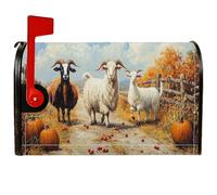 Housses magnétiques de boîte aux lettres de chèvres, style rustique avec citrouilles, chemin d'automne, pour extérieur, décoration de jardin, 53,3 x 64,9 cm, orange