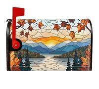 Housses magnétiques de boîte aux lettres de montagne, rustique et contemporain, feuilles de lac, orange, saisonnière pour décoration de cour avant, 53,3 x 64,9 cm