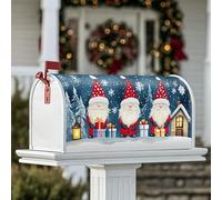 Housses magnétiques de boîte aux lettres de nains de Noël, flocons de neige, décoration saisonnière pour extérieur, jardin, cour, 53,3 x 64,9 cm, bleu