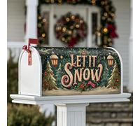 Housses magnétiques de boîte aux lettres de neige, arbres festifs d'hiver, lanternes décoratives pour extérieur, cour, 53,3 x 64,9 cm, vert