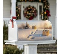 Housses magnétiques de boîte aux lettres de neige, cadeaux festifs d'hiver, empreintes de pieds, pour extérieur, décoration de jardin, terrasse, 53,3 x 64,9 cm, blanc
