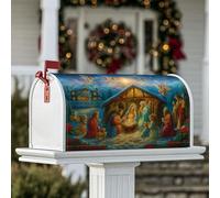 Housses magnétiques de boîte aux lettres de Noël avec anges traditionnels, bergers, Noël, décorations extérieures, bleu, 53,3 x 64,9 cm