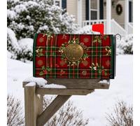 Housses magnétiques de boîte aux lettres de Noël de taille standard, 53,3 x 45,7 cm, enveloppe de boîte aux lettres rouge d'hiver en tissu Oxford résistant aux intempéries pour décoration de cour